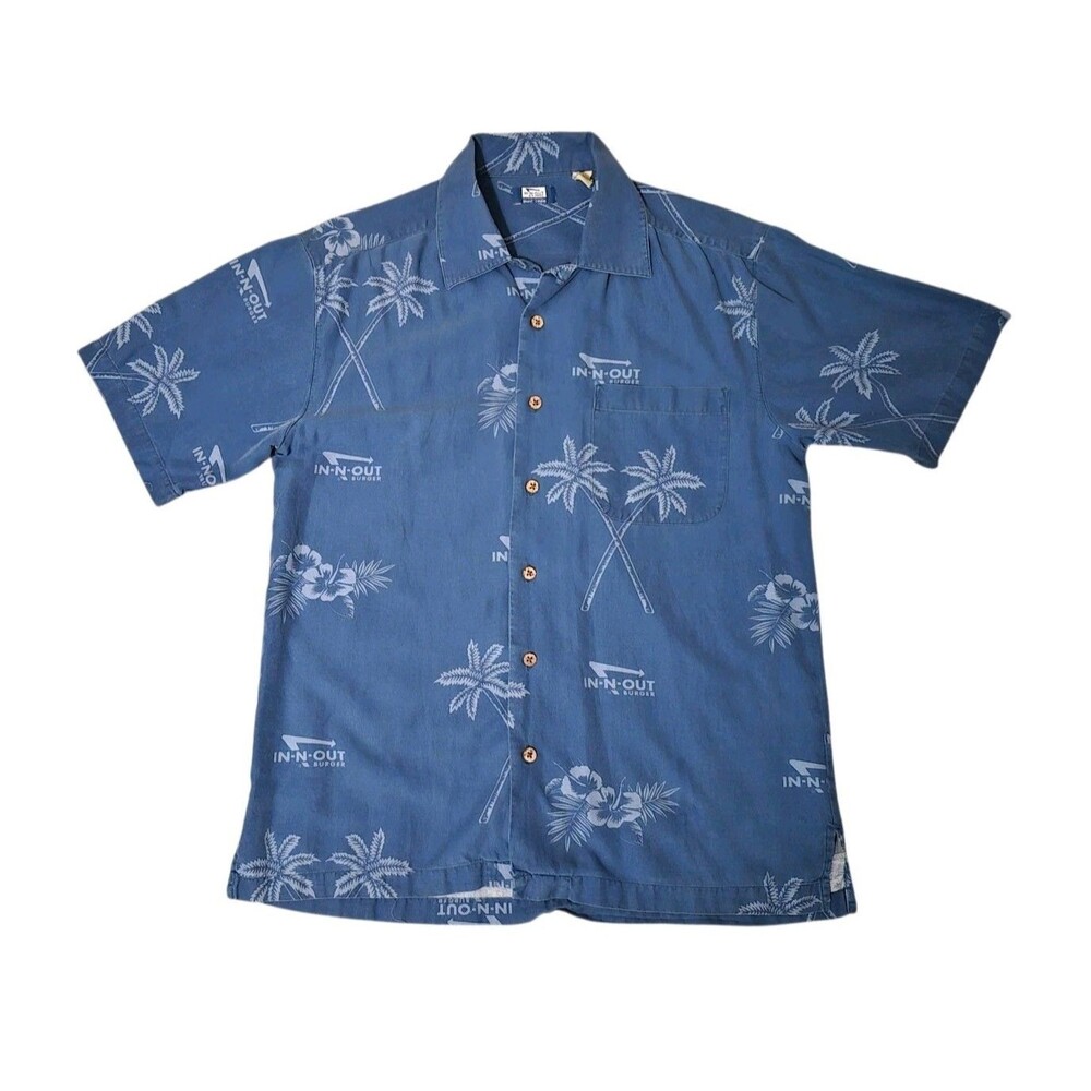 In N Out Burger Executive Hawaiian S Shirt  Silk Blend Tropical Work Wear
